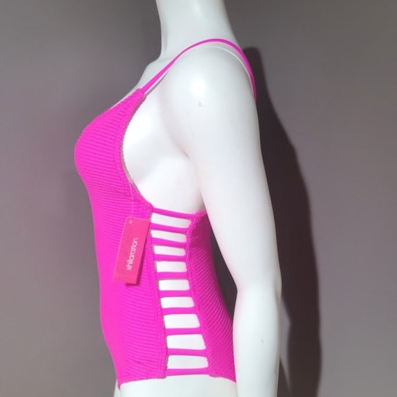 Xhilaration Hot Pink Textured One Piece Swimsuit - Picture 4 of 9